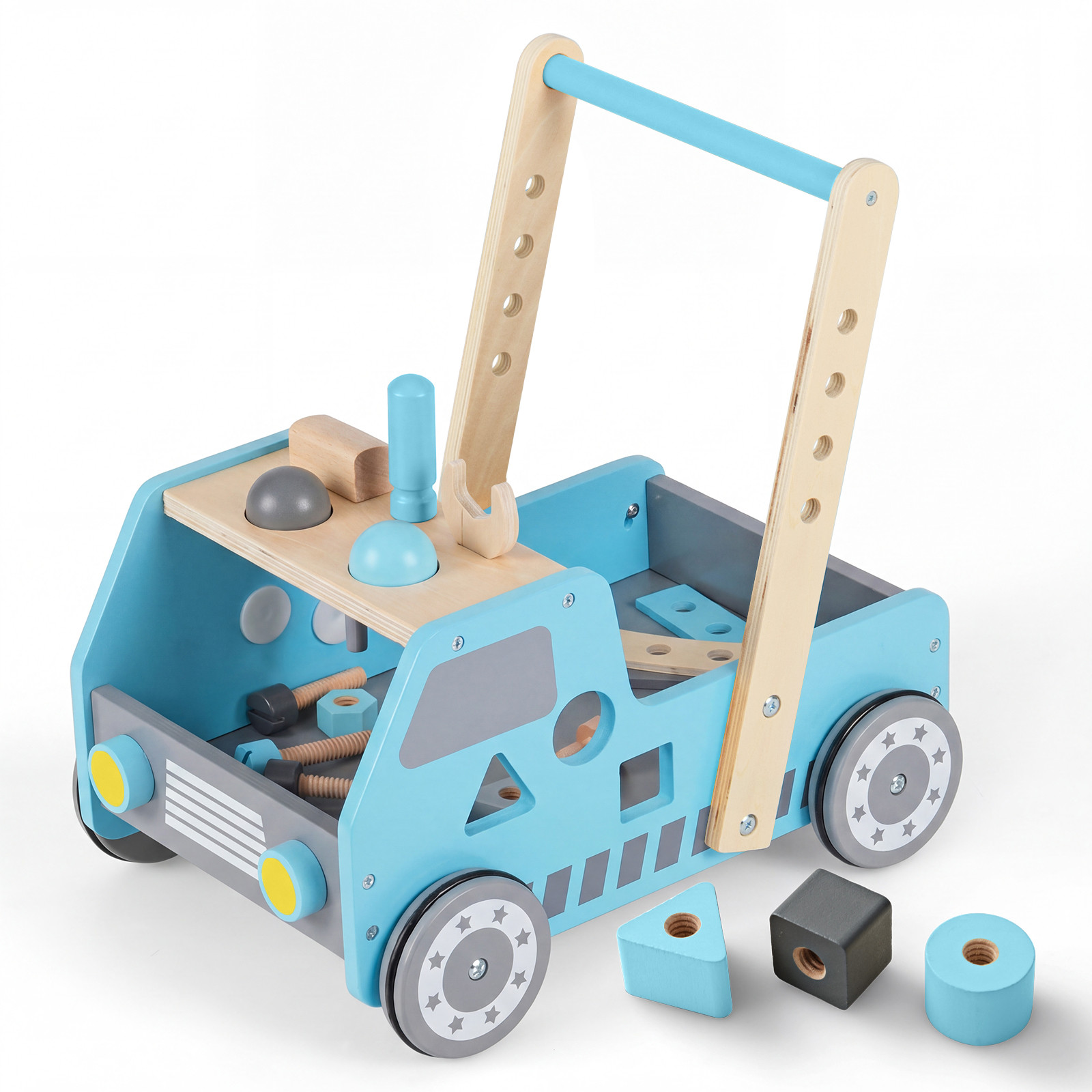 Costway 2 in 1 Loopwagen en Werkbank met Wielen en Handvat, Blauw