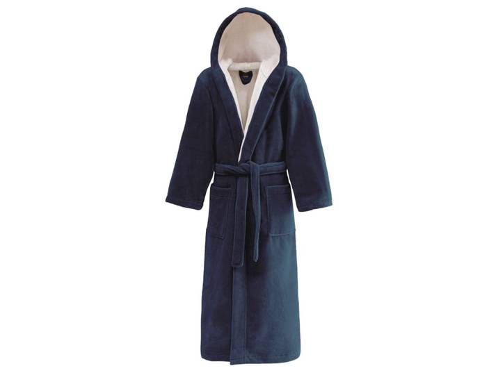Peignoir mixte à capuche bicolore denim s