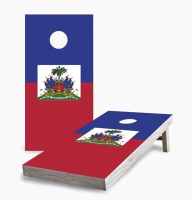 Skip's Garage Haitian Flag Regulation 2x4 Cornhole Game Set