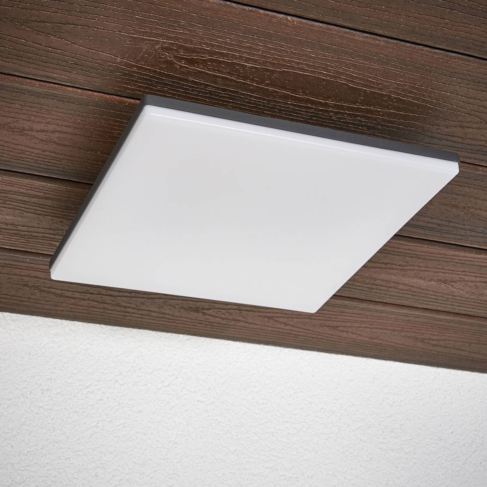LED ceiling lamp Henni, IP65, sensor, 30x30 cm, anthracite Henni Lucande, Alu / grey / zinc, Modern, Ceiling Light Outdoor