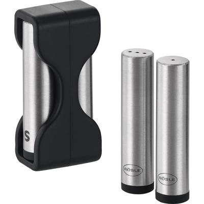 Salz- / Pfefferstreuer RÖSLE "Salz- und Pfeffer Set FLEXX 2GO", silber (silberfarben), B:1,3cm H:5,6cm Ø:1,3cm, Gewürzstreuer, inklusive Bestecktasche