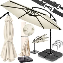Ampelschirm Creme 350cm Komplettset inkl 4 Gewichte & Schutzhülle
