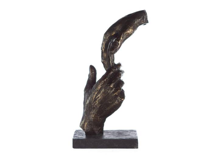 Skulptur Zwei Hände, Bronzefarben, Kunststoff, 13x29x8 cm, Dekoration, Dekofiguren & Skulpturen, Skulpturen