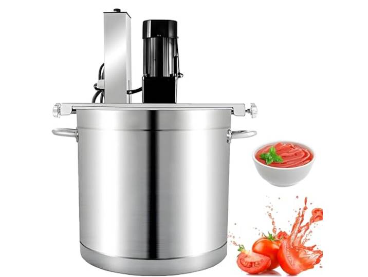 DNEPEI Automatischer Kochtopf mit Rührer Standmixer,Gewerblicher Topfrührer mit Gewürzboden für Suppe und Soße,Einstellbare Rührgeschwindigkeit, doppellagiger Rührschaber 20L
