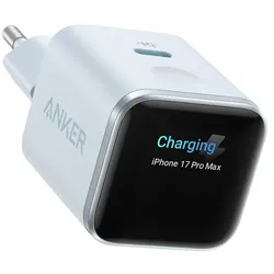 Anker Nano GaN Smart Display Charger (45 W, 1 Port), USB Ladegerät, Blau