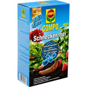 Compo Schneckenkorn Schnecken-frei, extrem regenfest, Streugranulat mit Metaldehyd, 4 x 225 g für 1800 m²