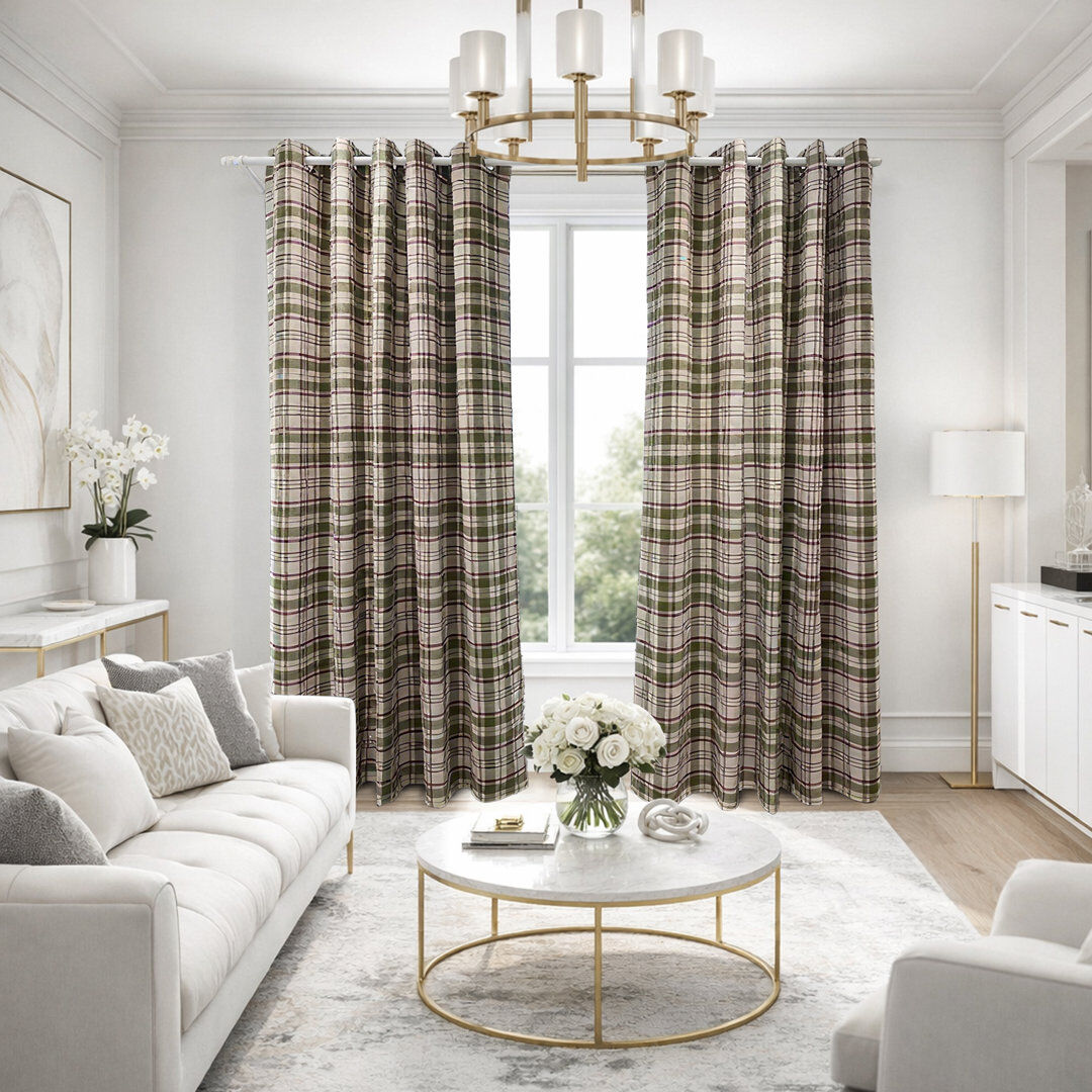 GC GAVENO CAVAILIA Premium Woven Check Style Blackout Curtains Pair - Thermal Insulated Light Blocking Noise Reducing Polyester Window Panels Red 167cm W x 182cm L