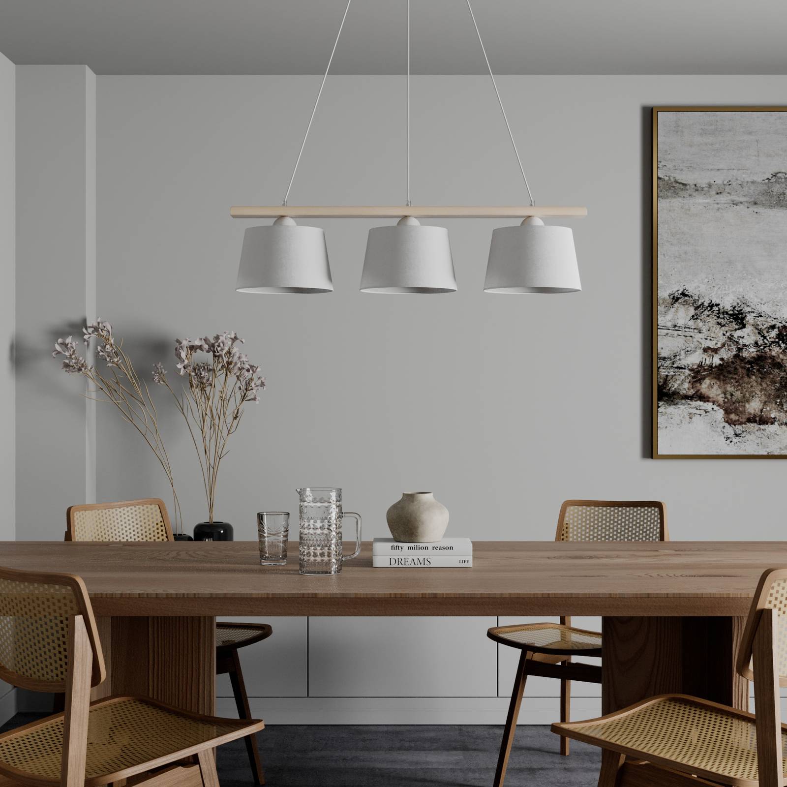 Hängeleuchte Sweden Lamkur, dimmbar, für Wohn- / Esszimmer, Textil / Stoff / Seide