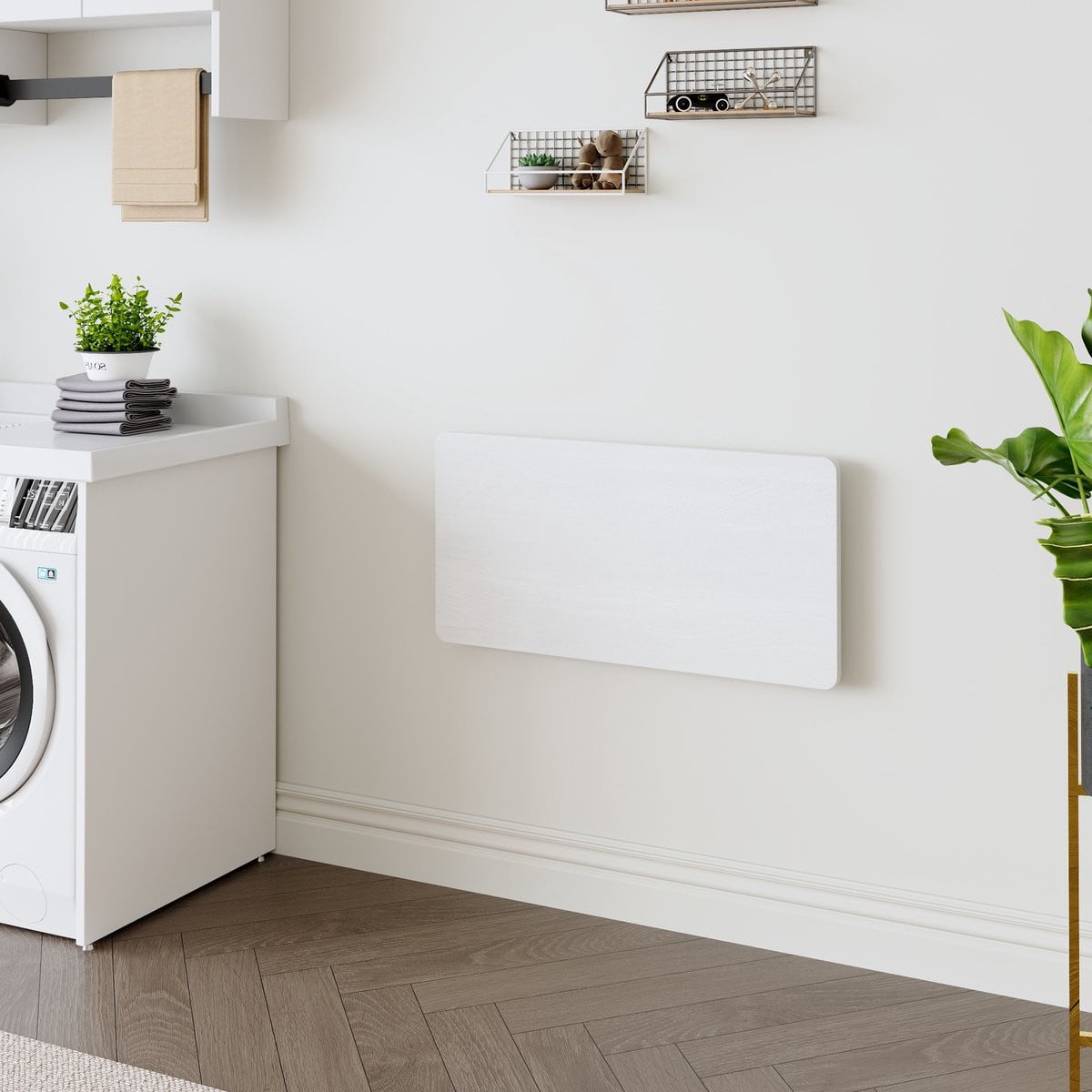 HAUSS SPOLE Wandklaptafel in wit, opklapbaar en ruimtebesparend voor keuken, wasruimte of thuiskantoor, B/D/H: 80 x 40 x 18,5 cm