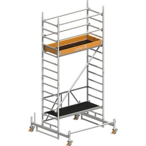 Layher Gerüst Zifa P2, Arbeitshöhe 4,76m, Fahrtraverse mit Ø 150mm Rollen