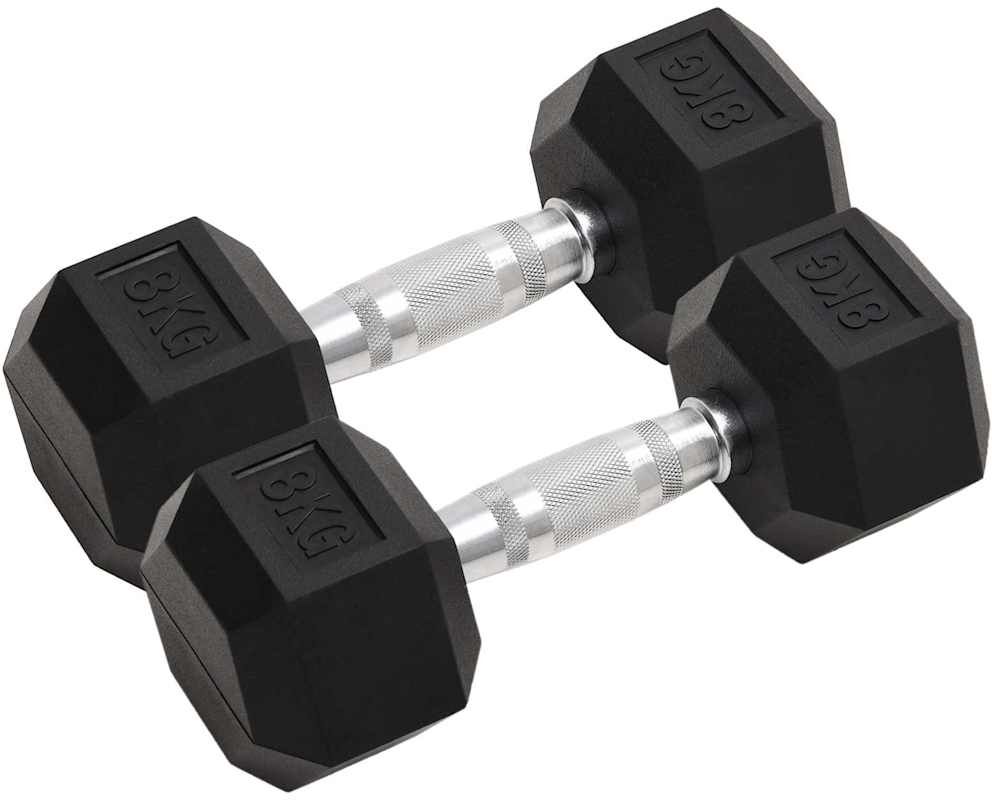 vidaXL Haltères 2 pcs 8 kg Total Fonte