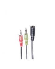 ShiverPeaks SHVP Audio Kabel 2x 3-pol Klinkenstecker auf 4-pol Buchse 0.15 Schwarz (BS14-05040)
