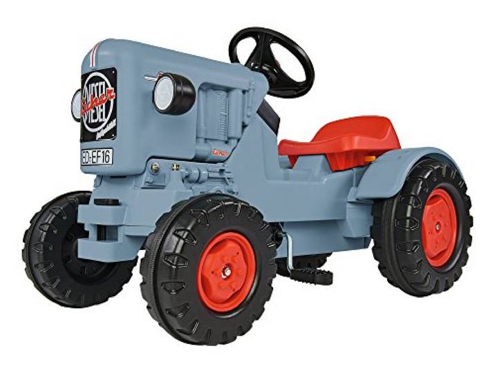 BIG - Traktor Eicher Diesel ED 16 - Trettraktor mit 3-Stufen Sitzverstellung, Kinderfahrzeug mit Präzisionskettenantrieb, Tretfahrzeug für Kinder ab 3 Jahren, Grau