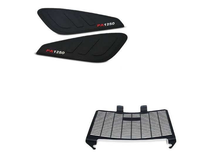 Tourtecs Sitzbank Set: Tankpad Knieschoner + Kühlerabdeckung passend für Harley Davidson