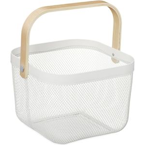 Relaxdays Einkaufskorb 10031609 Allzweckkorb, weiß, aus Stahl, bis 5 kg, 10 Liter