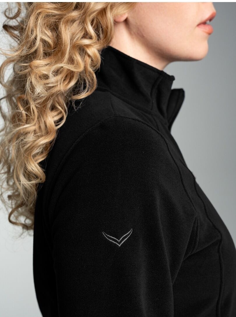 Fleecejacke TRIGEMA "TRIGEMA Taillierte Fleecejacke", Damen, Gr. S, schwarz, Fleece, 100% Polyester, lang, Jacken Fleecejacke schwarz S