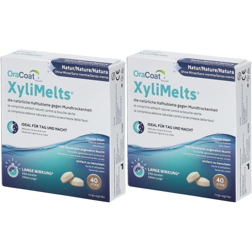 Xylimelts Hafttabletten ohne Minze OraCoat 2x 2x40 St Tabletten