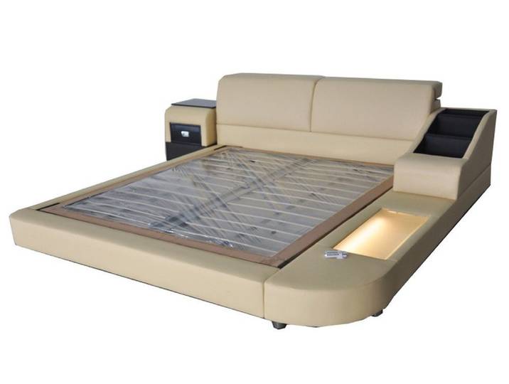 Xlmoebel Polsterbett Luxuriöses Doppelbett mit Polsterleder und USB-Schnittstelle (Doppelbett, Bett LB8815), Hergestellt in Europa