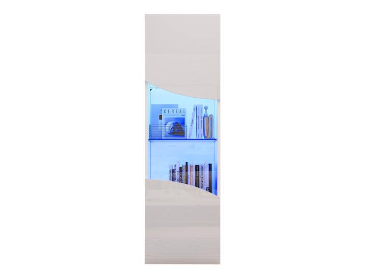 Flieks Vitrine LED Hochglanz Vitrinenschrank Glastüren 165cm Weiß, 35x165x50 cm, Esszimmer, Vitrinen, Vitrinenschränke
