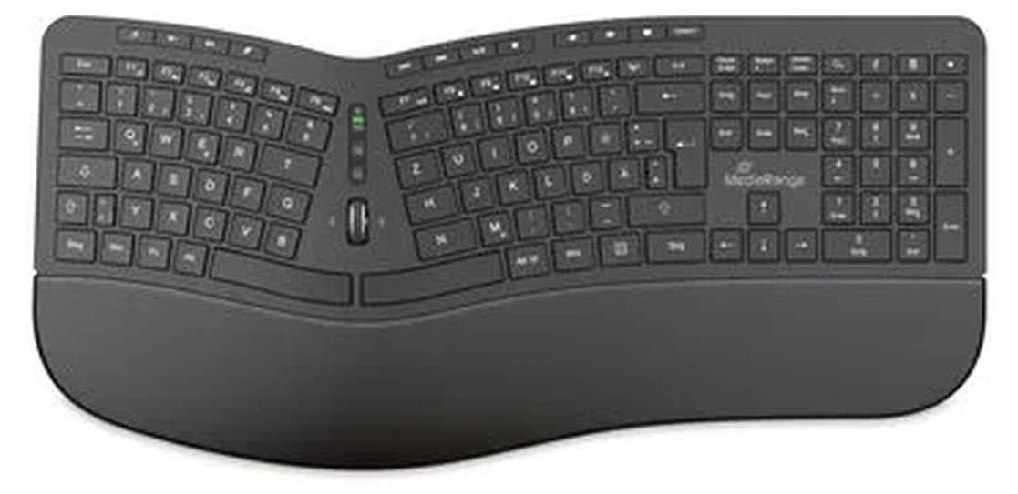 MediaRange MROS279 Ergonomische Multimedia Draadloze Toetsenbord QWERTZ Zwart
