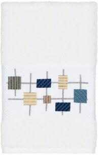 Authentic Hotel and Spa Turkish Cotton Squares Embroidered White Hand Towel