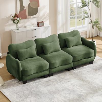 Loedds 3-Seat Chenille Modular Sectional Sofa with Lumbar Pillows
