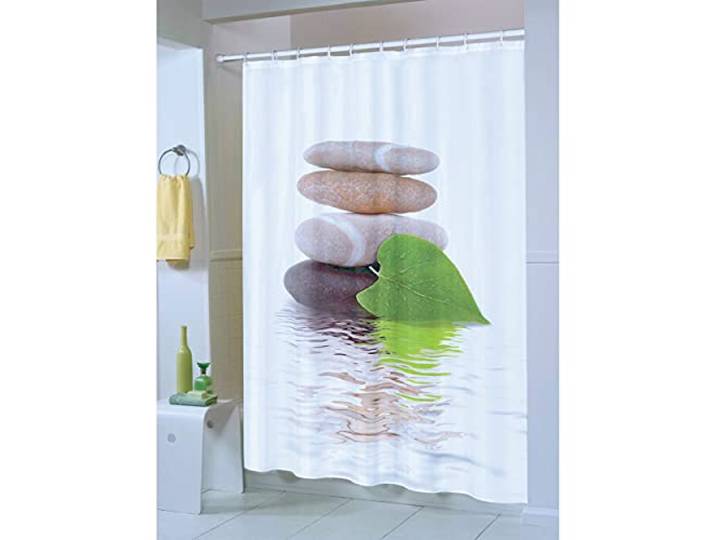 MSV Anti-Schimmel Duschvorhang - Anti-Bakteriell, waschbar, wasserdicht, Polyester, 180x200cm Lingga Weiß