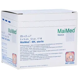 MaiMed Mullkompressen steril 12- lagig 25 x 2 Stück - 5 cm x 5 cm 25X2 St