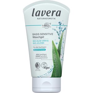 lavera Waschgel basis sensitive, feuchtigkeitsspendend, mit Bio-Aloe Vera & Bio-Jojoba, für alle Hauttypen, 125 ml