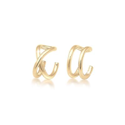Paar Ohrklemmen ELLI "Ohrringe Ohrklemme Earcuff Set Geo Basic 925 Silber" Gr. 7, gold, Ohrringe, Damen, 7, Silber 925 (Sterlingsilber)