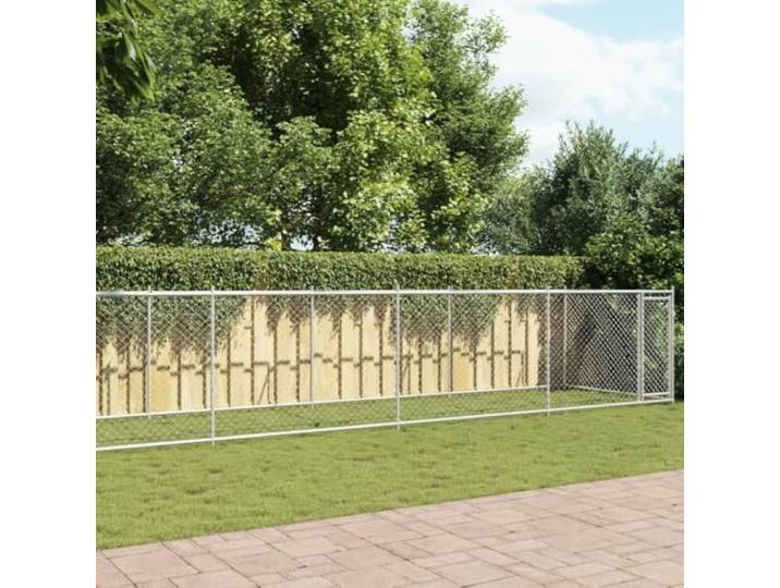 Hundekäfig mit Tür, Grau, 10 x 2 x 1,5 m, verzinkter Stahl Faltbar, abschließbar, belüftetes Netz, Verwendung im Freien, Spiel und Dressur