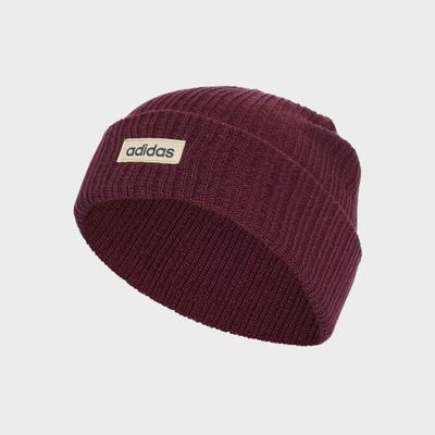 Beanie ADIDAS SPORTSWEAR "LINEAR BEANIE, BÜNDCHEN", Damen, maroon, crystal linen, schwarz, Obermaterial: 100% Polyacryl, Mützen Beanie, mit umgeschlagenem Bündchen, schlichtes Design, zeitlose Silhouette