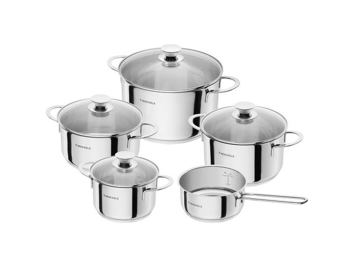 Henckels by Zwilling Kochtopfset Reflection, Silber, Metall, 5-teilig, 16 cm,20 cm,16 cm, 2l, 3,5l, 6l, 3l, 1,5l L,2l L,3,5l L,6l L,1,5l L, rund, Messskala, backofengeeignet, hitzebeständig, Kochen, Töpfe, Topfsets