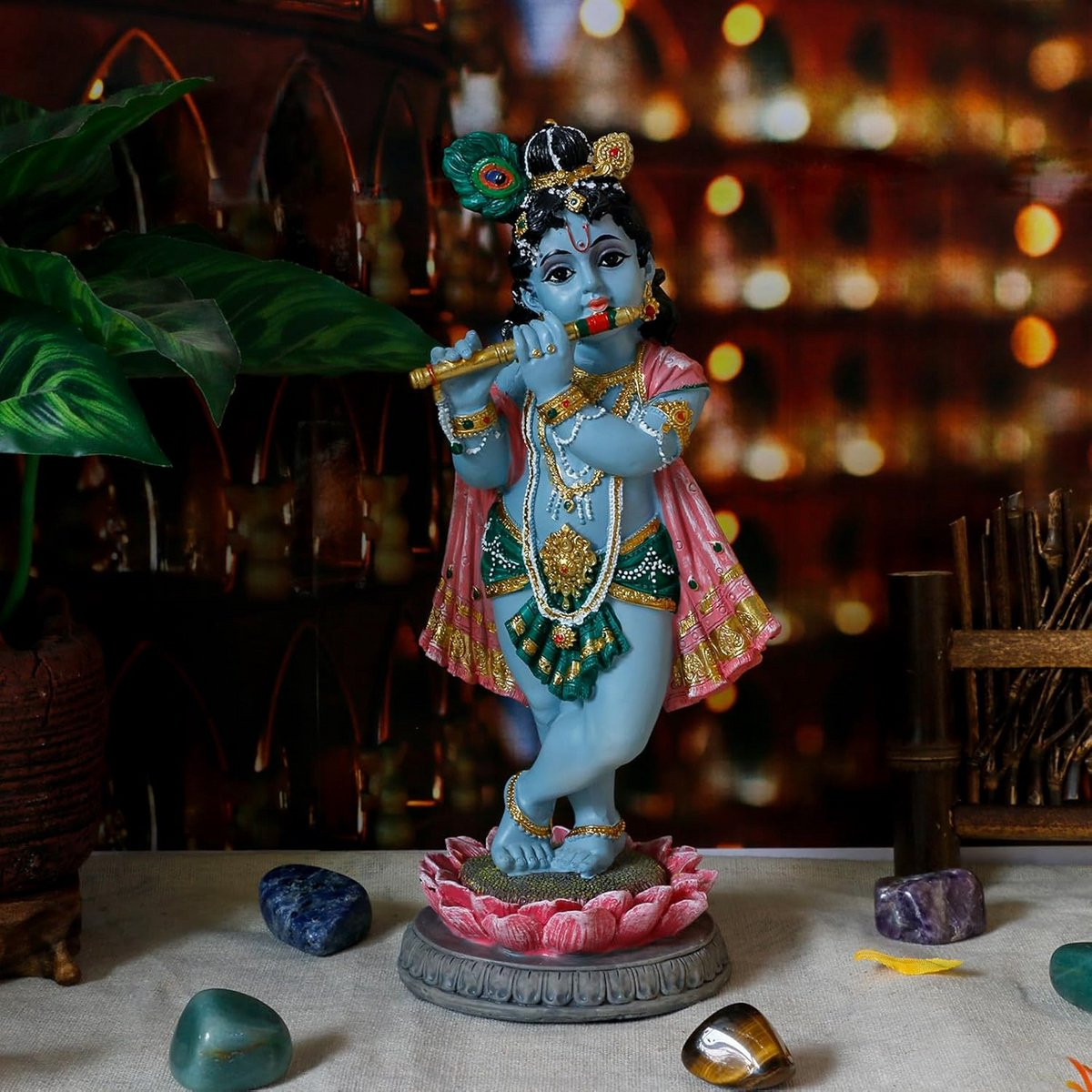 Groot Krishna Standbeeld voor Huisaltaar - Spirituele Decoratie en Geschenken