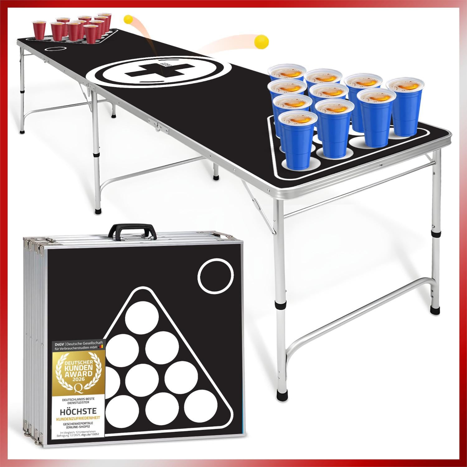 Goods & Gadgets Premium Bierpong Tafel, inklapbaar, zwart/wit