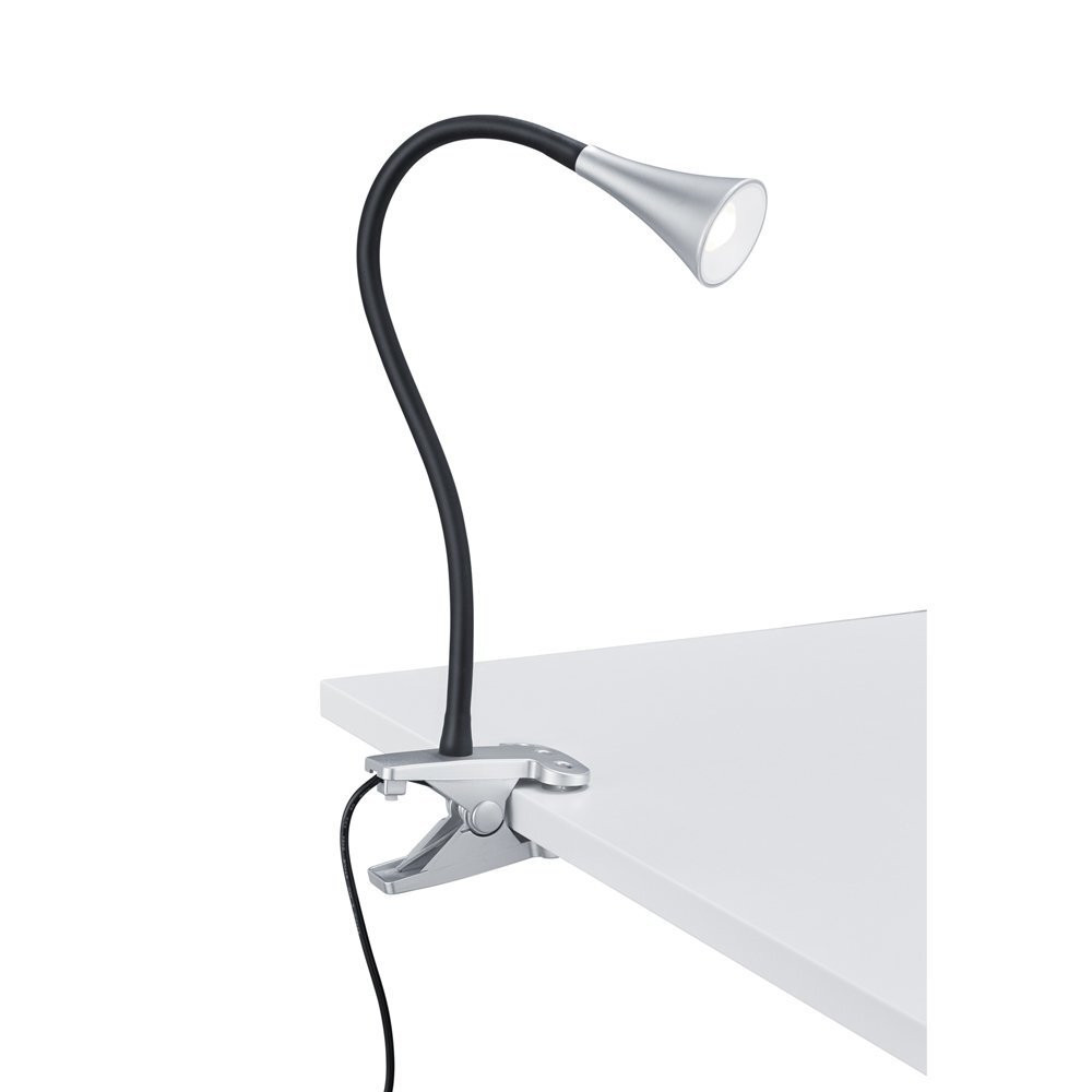 Reality Leuchten LED klemlamp Viper grijs/zwart/zilver met warm wit licht