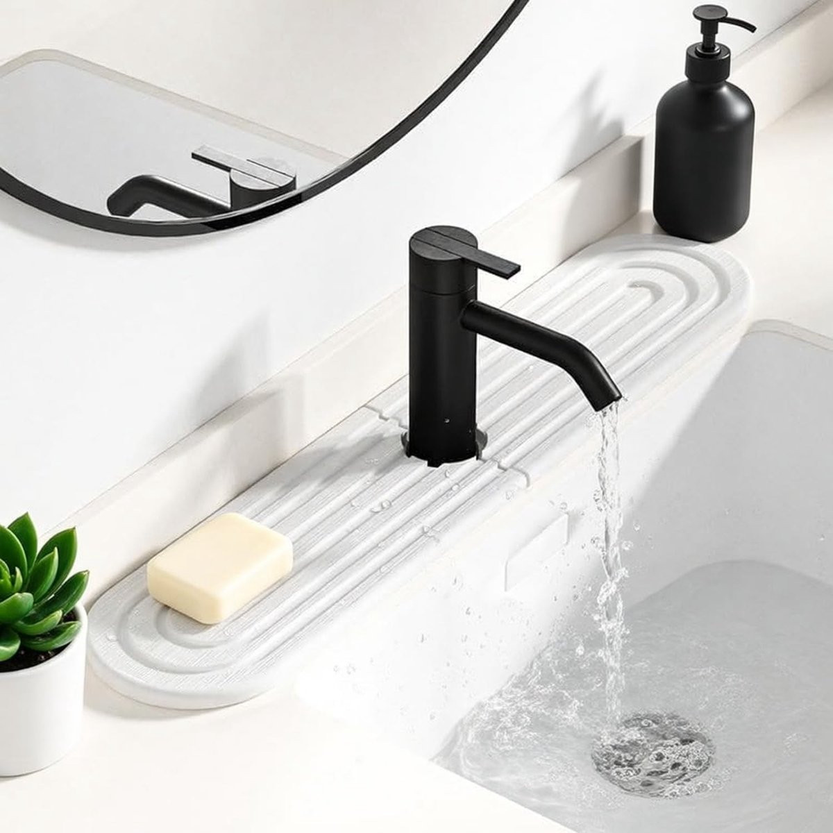 Diatomiet Afvoer Mat voor de Keuken en Badkamer, Sneldrogend, Elliptisch, 45 x 10 cm