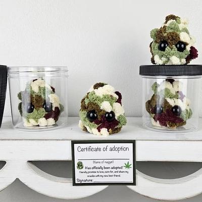 Handcrafted "Little Weed Nugget" Plush | Artisanal Stuffed Toy In Display Jar | Executive Lifestyle & Creative Sanctuary Handcrafted "Little Weed Nugget" Plush | Artisanal Stuffed Toy In Display Jar | Executive Lifestyle & Creative Sanctuary