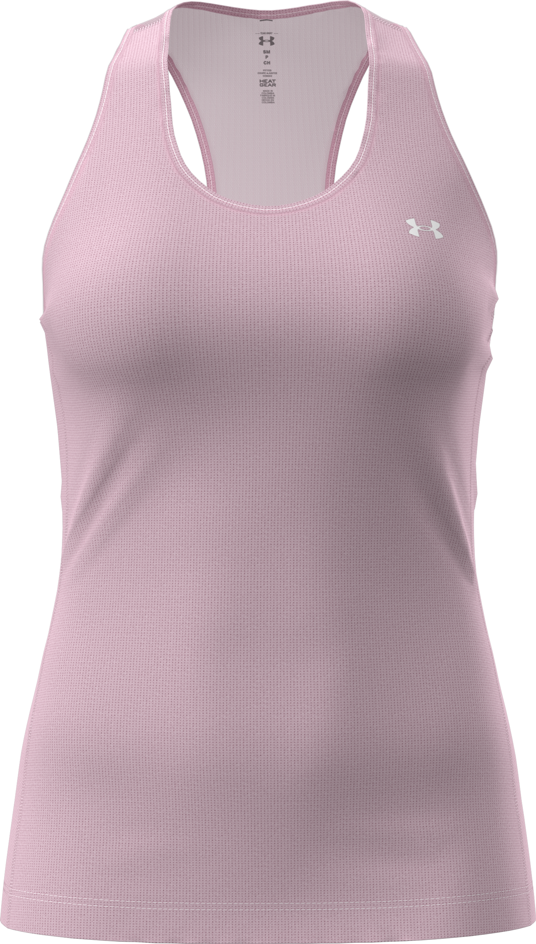 Trainingstop UNDER ARMOUR "TECH", Damen, Gr. L, weiss (prime pink,, weiß), Obermaterial: 94% Polyester, 6% Elasthan, Rundhals, Tops Trainingstop, mit Logodruck prime pink,, weiß L