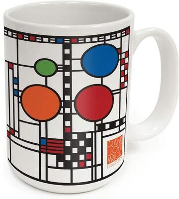 Thirstystone Coonley Playhouse Window Design by Frank Lloyd Wright 15 oz. Ceramic Mug Manufactured in the USA Dishwasher Safe Microwave Safe