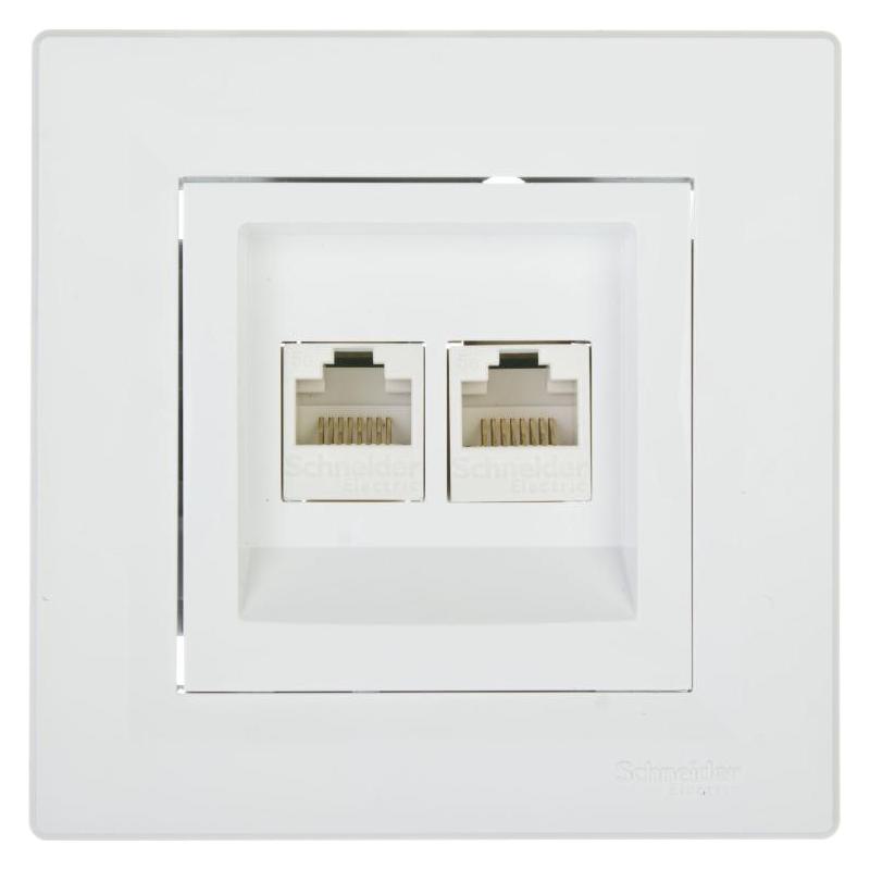 Schneider Electric Schneider Electrical Doppelte Computersteckdose 2xRJ45 cat.5e weiss - EPH4400121 (EPH4400121)