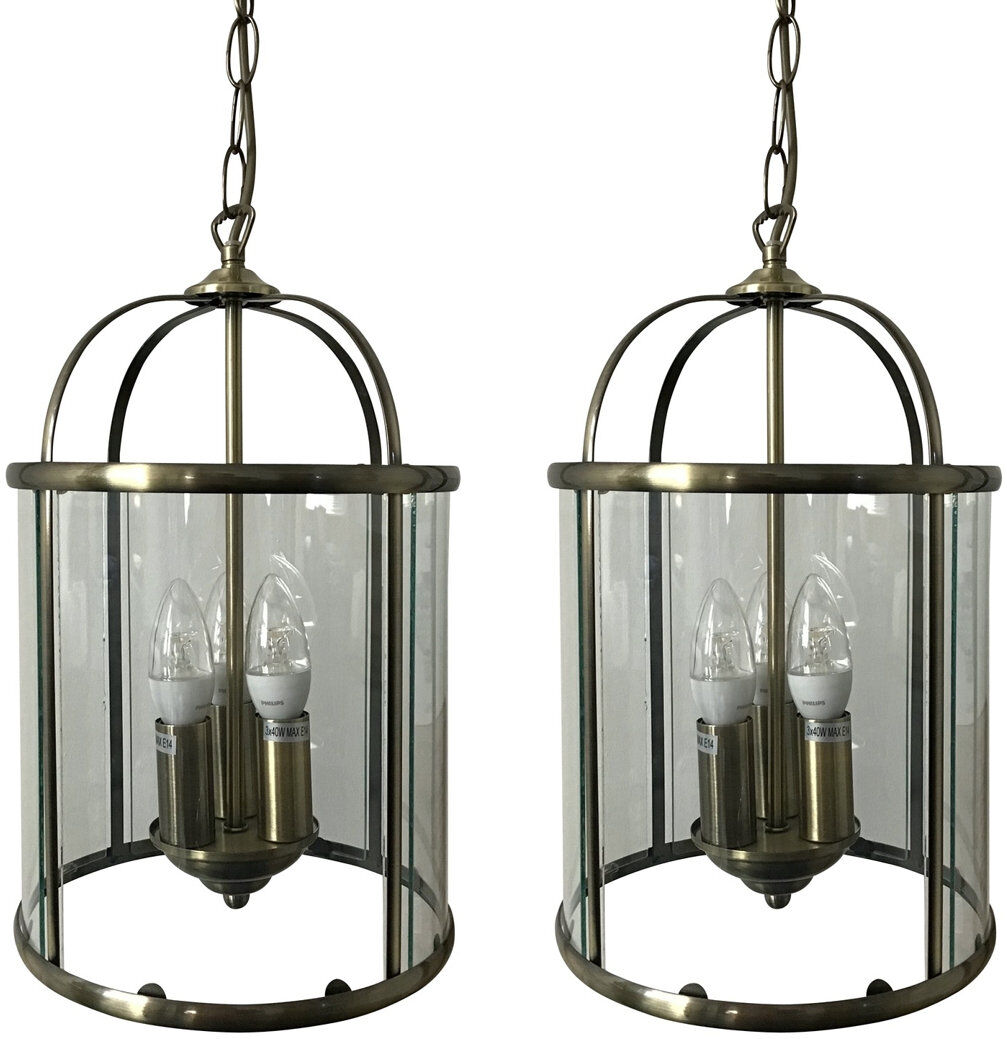 Longshore Tides Kalel 3 - Light Lantern Pendant Antique Brass 45cm H X 24cm W X 24cm D