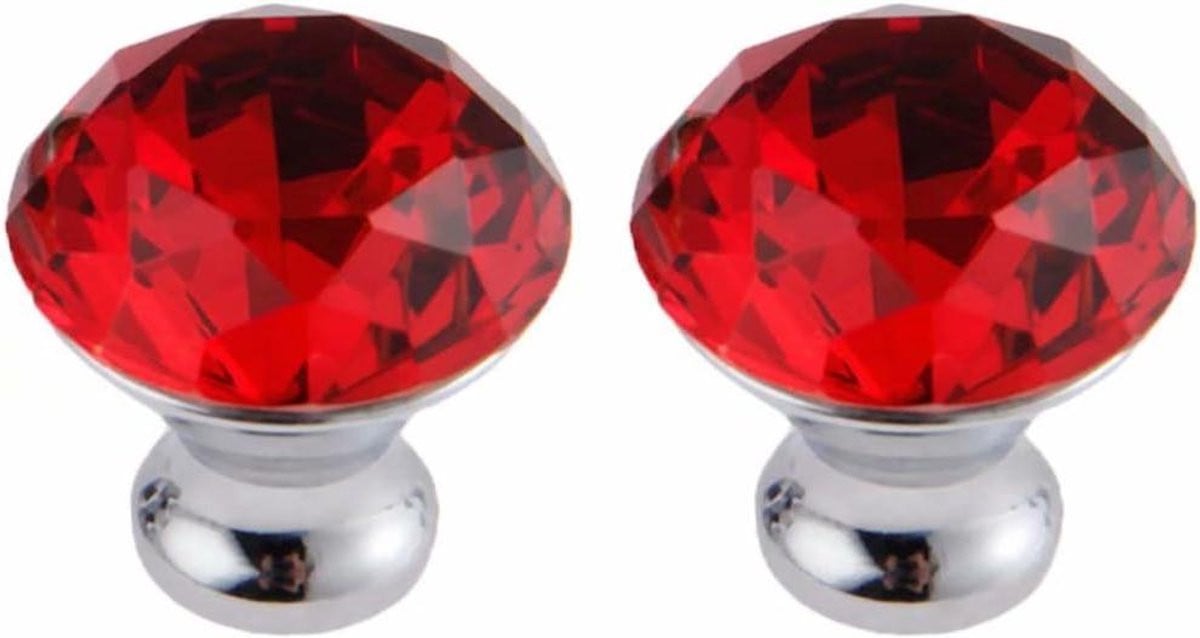 Kristallen Deurknoppen Rood - Diamant Geslepen Lade Handgrepen voor Kast Decoratie - 30 mm