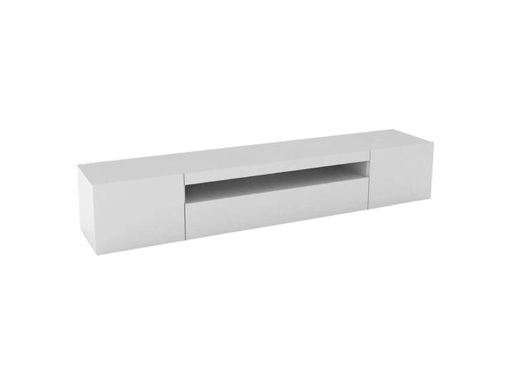 Meuble tv effet bois blanc brillant 200x40 cm