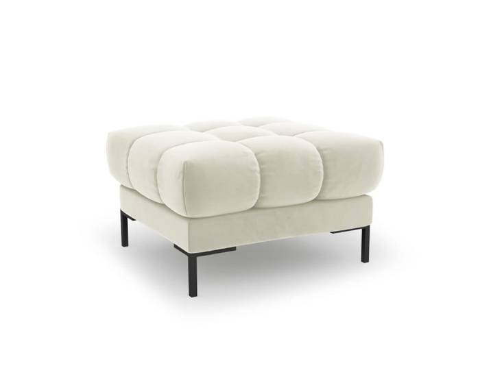 Pouf 1 place en tissu velours beige clair