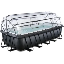 EXIT Black Leather Optic Pool 540x250x122cm mit Abdeckung und Sandpumpe - schwarz