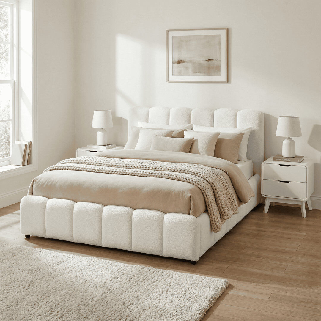 Marlow Home Co. Atiyah White Velvet Wingback Ottoman Storage Bed with Tufted Panels White Kingsize (5')