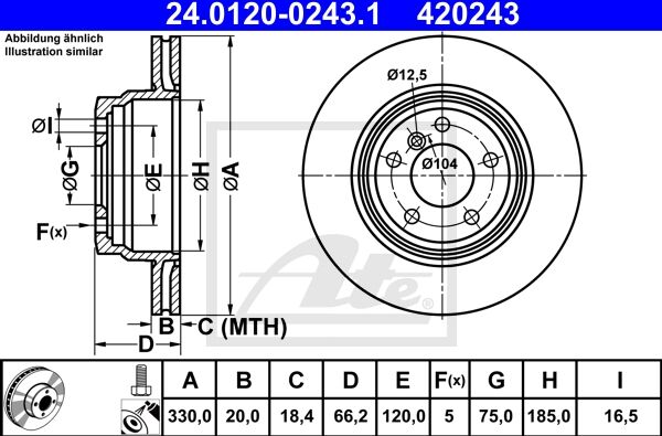 Ate Bremsensatz-Hinterachse Standard Disc / Ceramic Ijzjsglu07 Hinterachse Belüftet 330mm 20mm Für Bmw