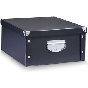 Zeller Aufbewahrungsbox 17928, 22Liter, mit Deckel, Pappe, schwarz, A4, 33 x 40 x 17cm