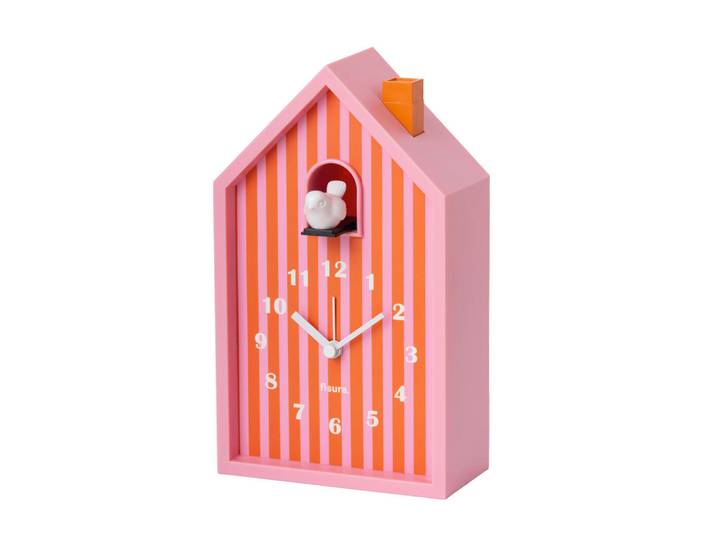 Uhr, Orange, Weiß, Pink, Metall, Kunststoff, 7x21.5x13 cm, Dekoration, Uhren
